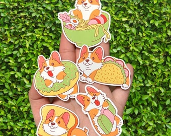Cute Corgi Food Inspired Stickers | Waterproof | Perfect for laptops, dog lovers, kindles, journals, bottles | Corgi Mom, Dad, Parent