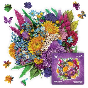 UNIDRAGON Blooming Bouquet Wooden Jigsaw Puzzle For Adults 200 pieces