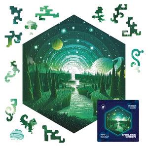 UNIDRAGON Endless Green Wooden Jigsaw Puzzles For Adults Hexagon 100 pieces Small Puzzle