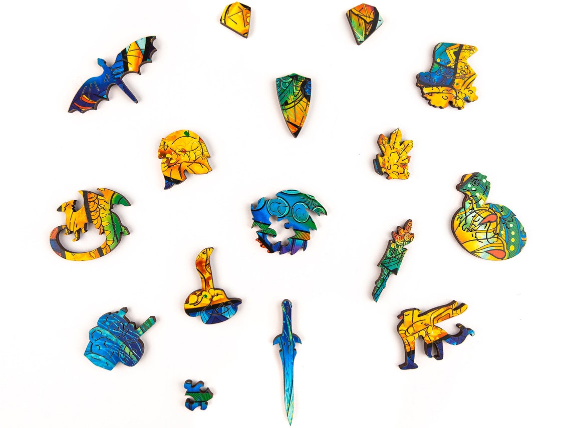 UNIDRAGON Animals Wooden Jigsaw Puzzle Guarding Dragon - Etsy