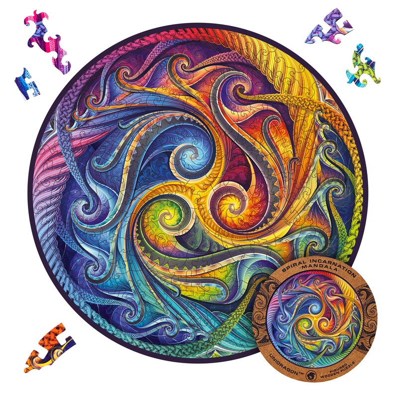 Wooden Puzzle Jigsaw Mandala Spiral Incarnation by Unidragon / - Etsy