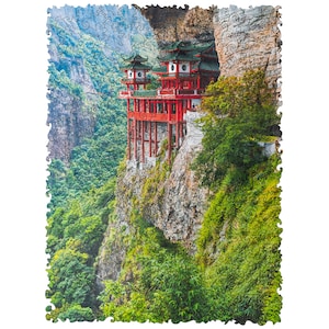 UNIDRAGON Wooden Puzzle Jigsaw, Best Gift for Adults and Kids, Unique Shape Jigsaw Pieces, Nature Soaring Temple
