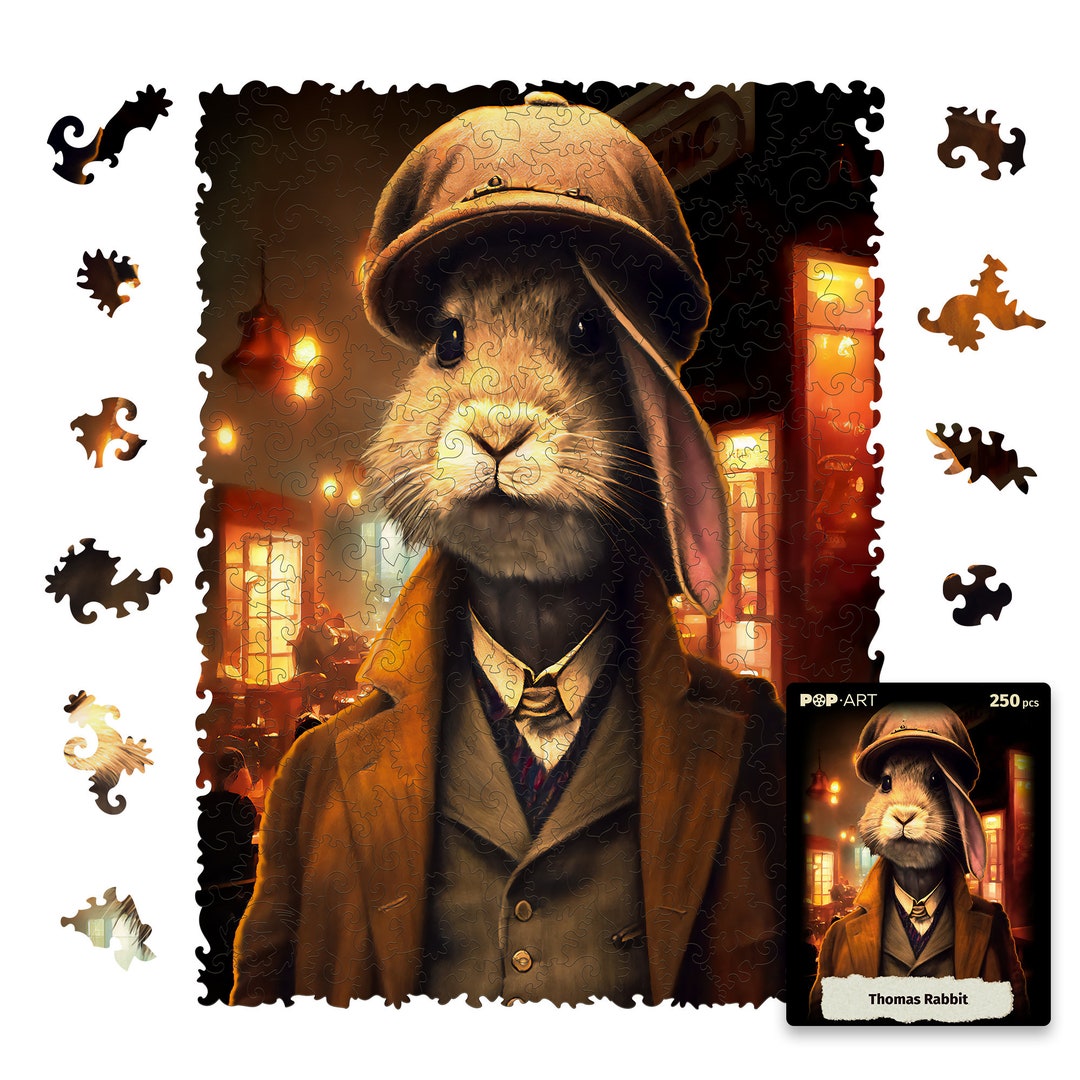 UNIDRAGON Wooden Jigsaw Puzzle Pop Art - Thomas Rabbit 250 Pieces - Etsy
