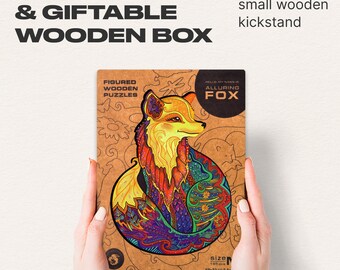 UNIDRAGON Animals Wooden Jigsaw Puzzle Alluring Fox Original, Laser  Cut, Unique Shape, for Adult and Kids, Beautiful Gift Box