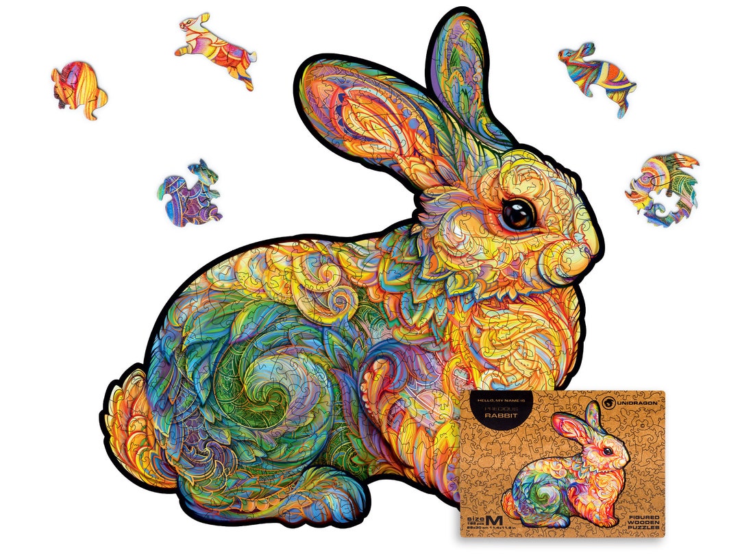 UNIDRAGON Animals Wooden Jigsaw Puzzle | Precious Rabbit | Original ...