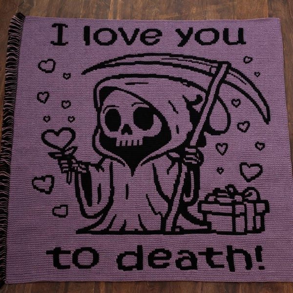 Schema per coperta all'uncinetto "Ti amo da morire"