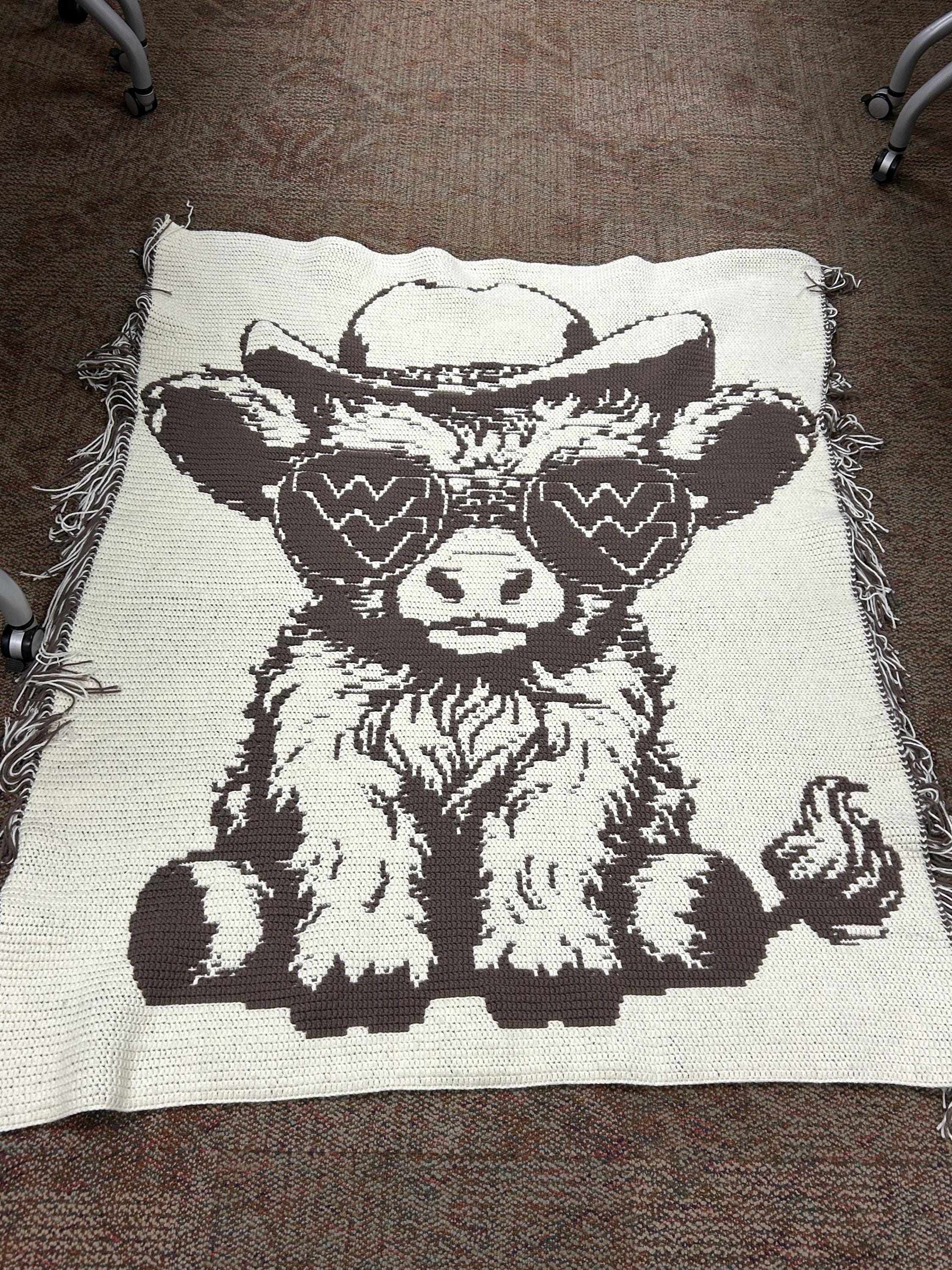 40 Fluffy Cow Crochet Patterns: Add Cuteness to Every Corner of Your Home! 37 West Virginia Highland Cow Mosaic Crochet Blanket