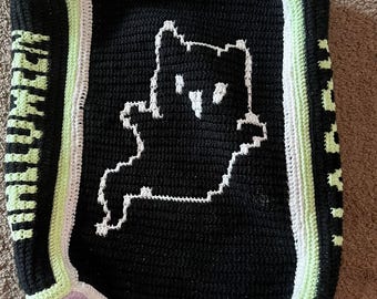 Large Ghost Kitty Trick or Treat Bag (Mosaic)