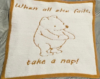 Pooh Nap Time Blanket Mosaic Crochet Pattern (Reversible Mosaic or Mosaic Overlay)