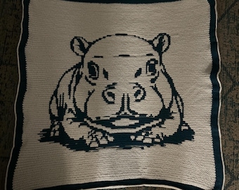 Pygmy Hippo Blanket Pattern (Reversible Mosaic and Mosaic Overlay Crochet)