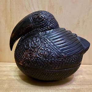 Antique Cambodian Copper Betel Nut Box In Shape Of Bird