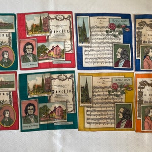 Group of Antique Austrian Silk Music Handkerchief
