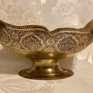 Vintage Per Sian Large Brass Engraved Bowl