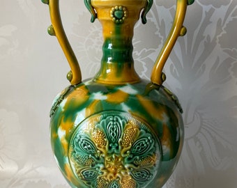 専用　中国古玩　呉州　古染付　龍図壺　高さ33㎝　タニコ　東な6-1112② Vintage Tang Dynasty Three Color Glazed Pottery Dragon Vase