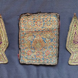 Antique North African Textile heavily Metal Brocade with gold and silk embroideryX3