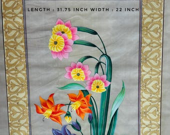 Mughal Flower Painting, Vintage Indian Floral Art Print
