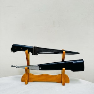 Indian handcrafted peshkabz with wootz blade and leather scabbard