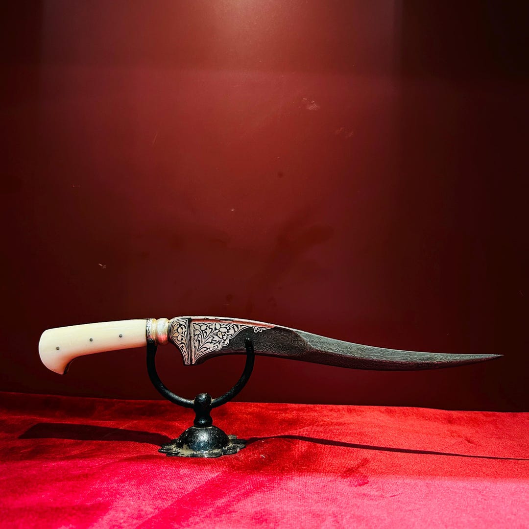 Vintage Indo Persian Mughal Dagger Khanjar Kard Knife With Silver ...