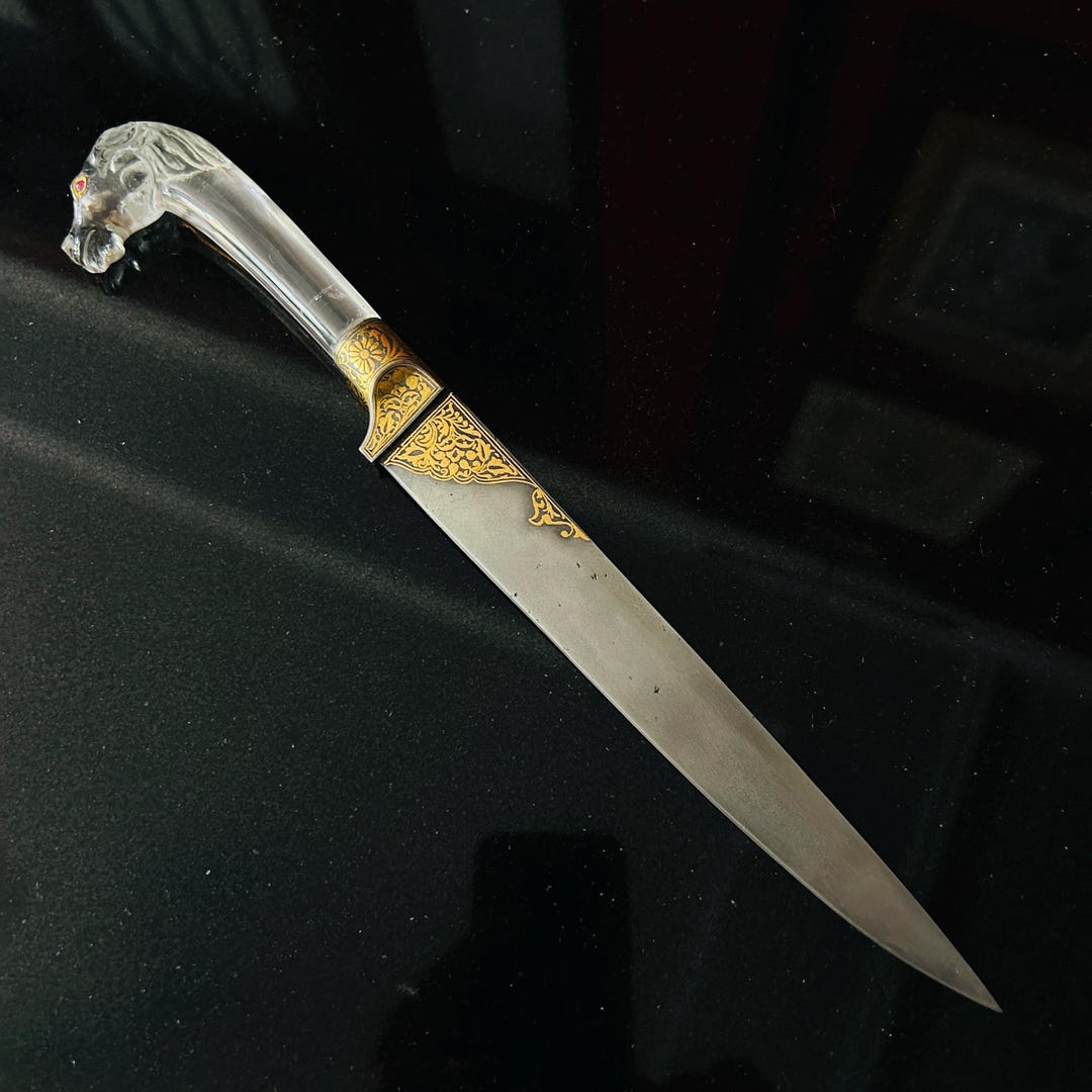 Mughal Rajput Original Vintage Peshkabz Knife With Wootz Blade & Gold ...