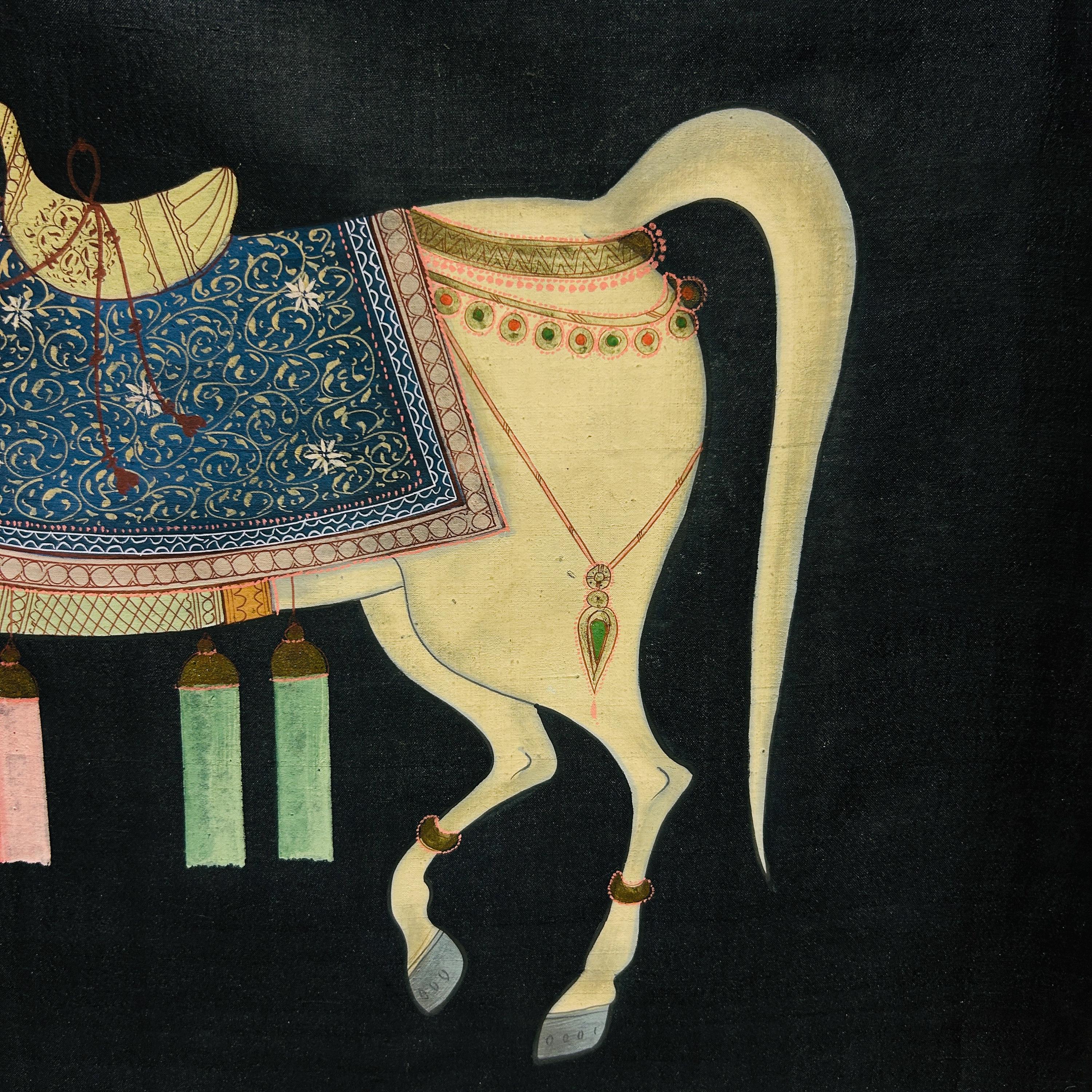 インド王室の馬のミニチュア絵画、ムガル美術の種牡馬の肖像画 - Etsy 日本