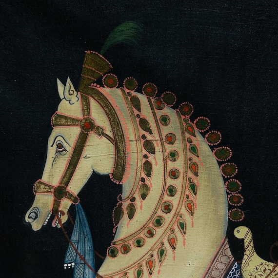インド王室の馬のミニチュア絵画、ムガル美術の種牡馬の肖像画 - Etsy 日本