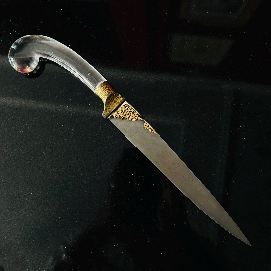 Mughal Rajput Original Vintage Peshkabz Knife With Wootz Blade & Gold ...
