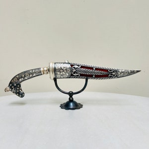Indian assorted scabbard kard knife with horse grip & silver damascening