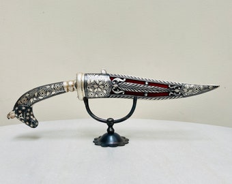 Indo-persian Damascus Dagger: Lapis Lazuli Tiger Grip, Solid