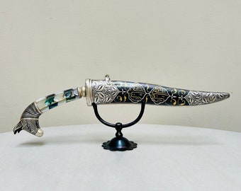 Indian assorted gold & silver kard/court knife with mother of pearl hand grip