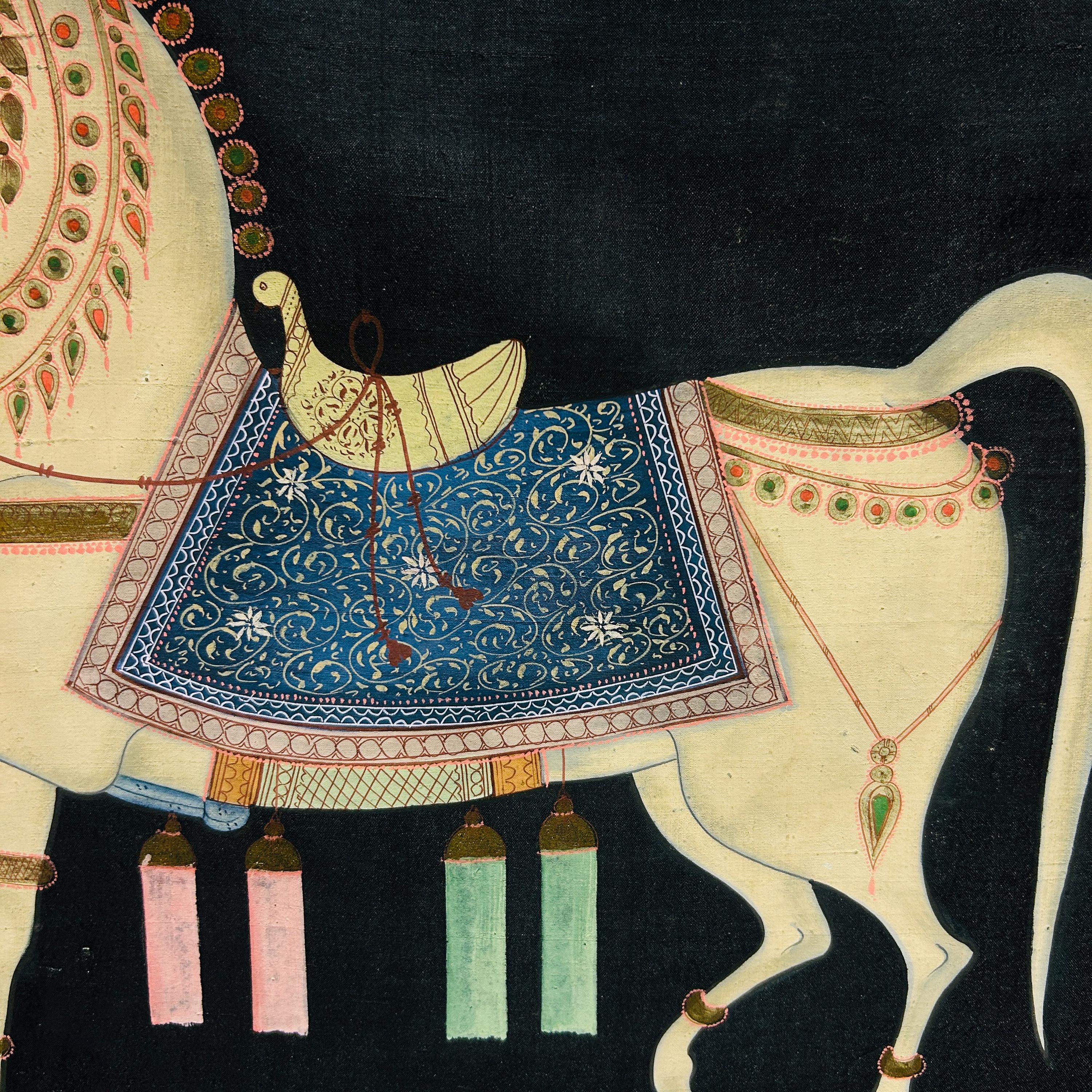 インド王室の馬のミニチュア絵画、ムガル美術の種牡馬の肖像画 - Etsy 日本