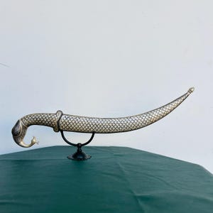 Indian assorted rare handcrafted peacockt head oriental indo persian dagger/khanjar in silver damascening or koftgari.