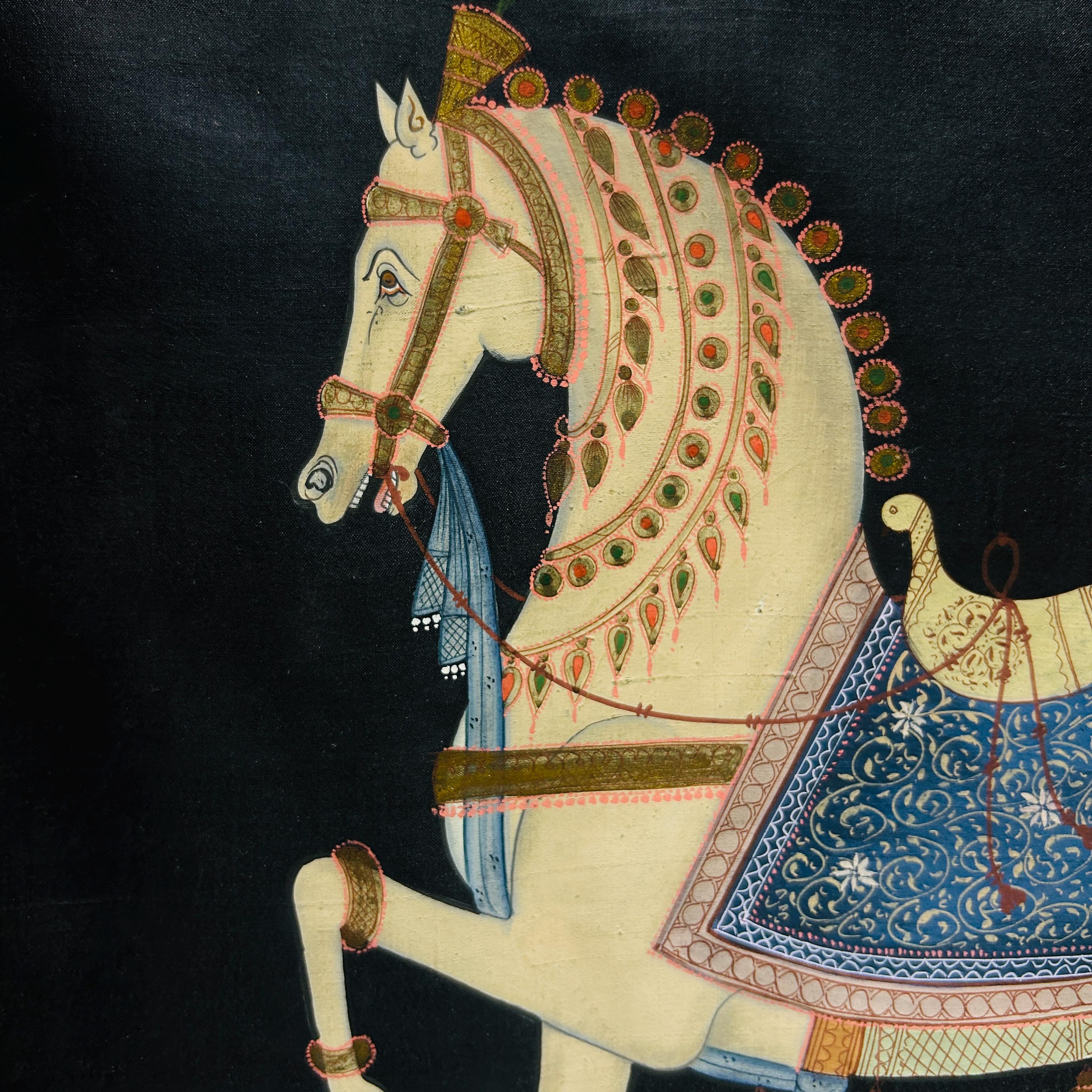 インド王室の馬のミニチュア絵画、ムガル美術の種牡馬の肖像画 - Etsy 日本