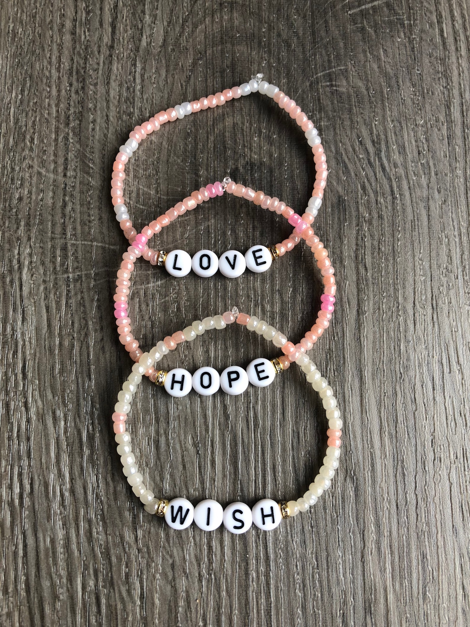 Handmade Word Bead Bracelet Custom Bracelet Personalised Bracelet Love