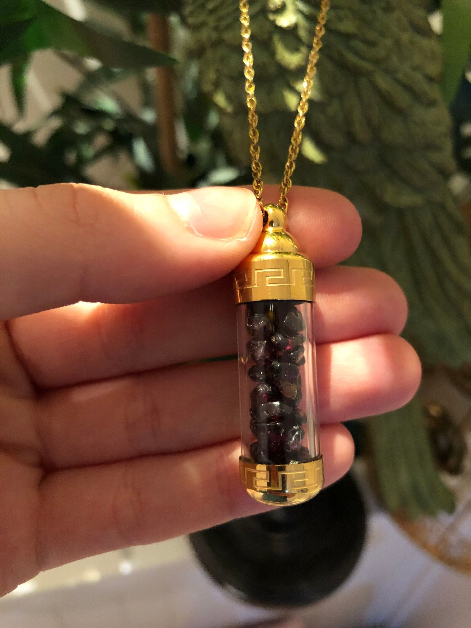24k Gold Plated Crystal Vial Necklace With Chain Etsy UK