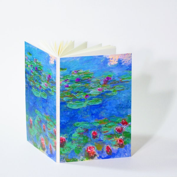 Claude Monet Water Lilies Sketchbook | Exposed Spine Art Journal | Impressionist Art Notebook | Gift for Artists | Handmade Sketchbook