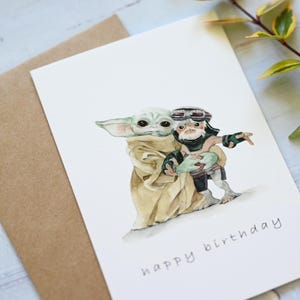 Grogu and Anzellan Happy Birthday Card: No Squeezie, Baby Yoda Fans Gift image 3