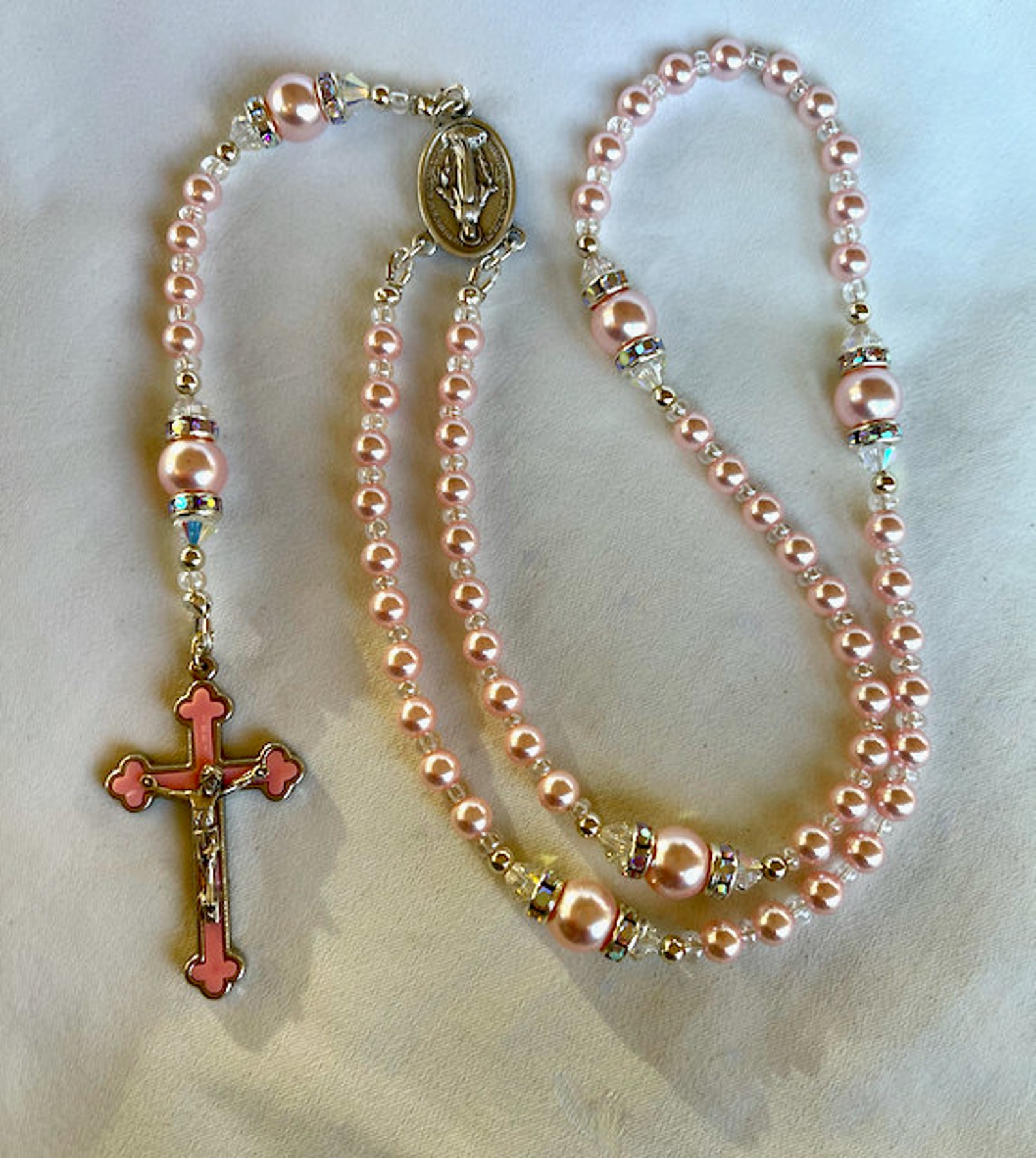 Pink or Blue, Boy or Girl, Catholic, Rosary, Swarovski Pearls ...