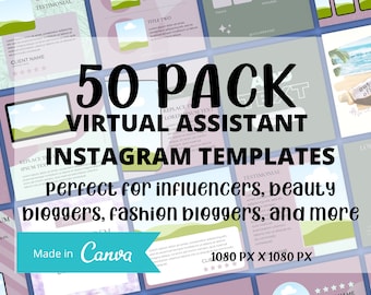 Virtual Assistant Instagram Post Templates | Social Media Manager Instagram Post Templates | Canva Template for VA | Instagram Posts