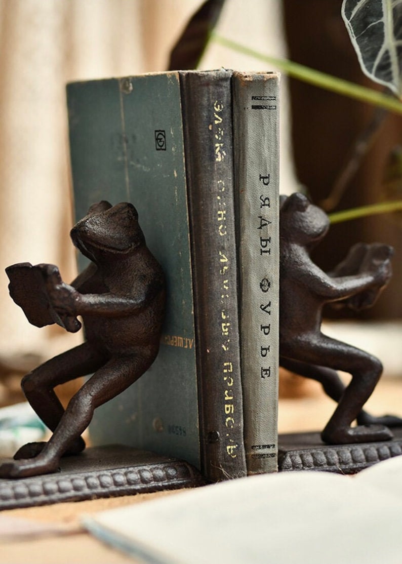 Frog Cast Iron Bookend Animal Vintage Antique Style Bookends Etsy