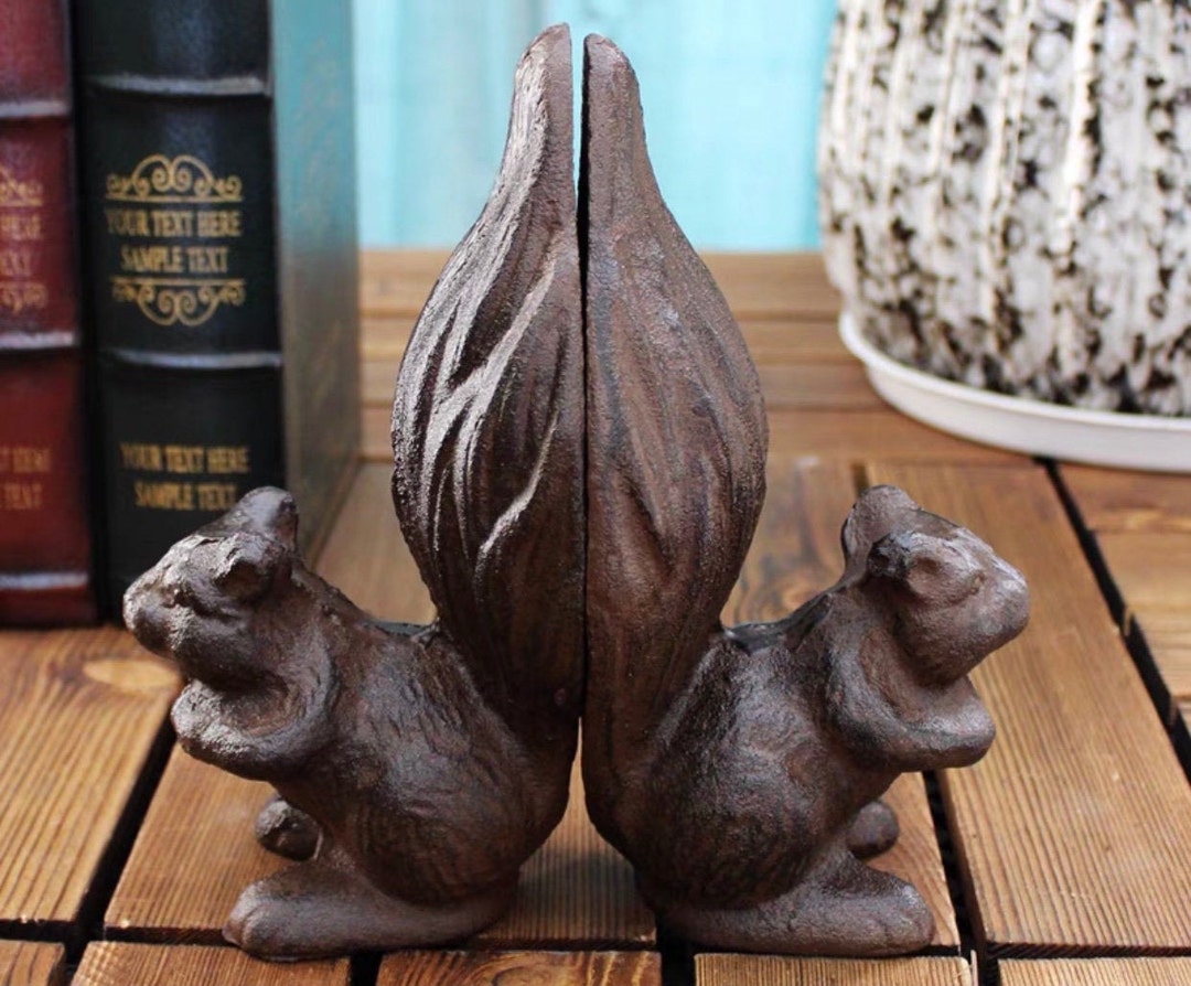 Squirrel Cast Iron Bookend Animal Vintage Antique Style Etsy