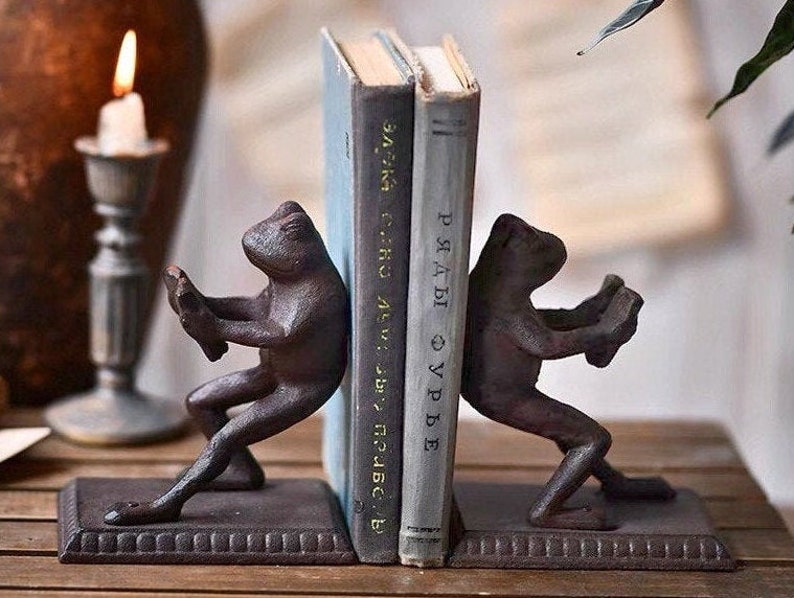 Frog Cast Iron Bookend Animal Vintage Antique Style Bookends image 1