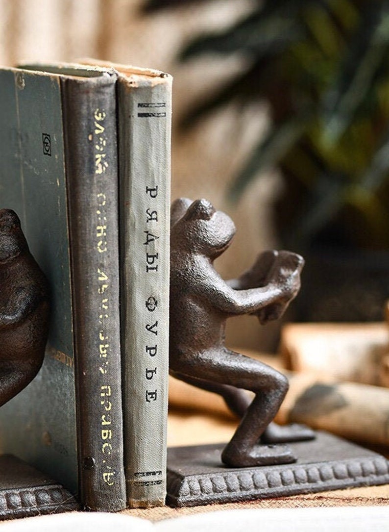 Frog Cast Iron Bookend Animal Vintage Antique Style Bookends Etsy