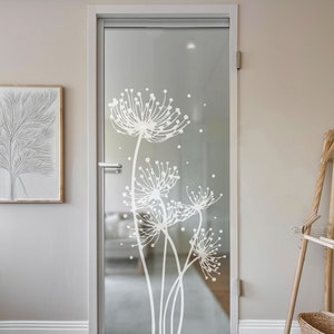 Autocollant de porte autocollant pissenlit autocollant de fenêtre autocollant en verre film décoratif porte en verre, tailles individuelles, a_007