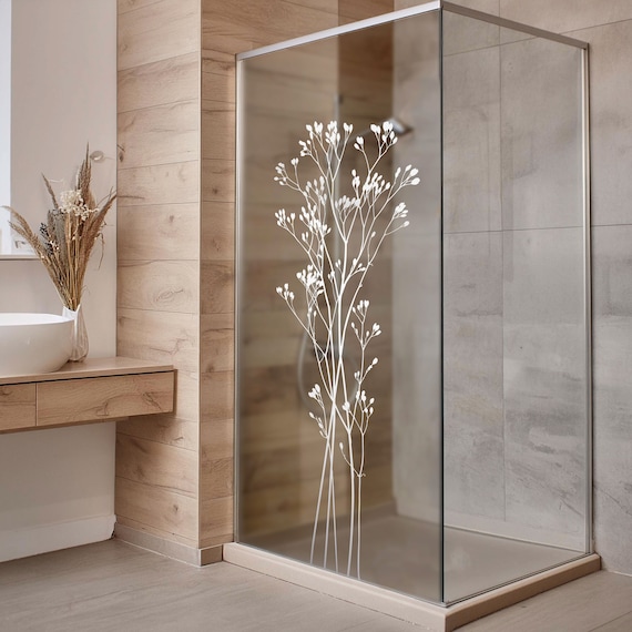 Glass Decorative Film for Glass Partitions and Shower Cubicles Motif Grass Branches Glass Door Sticker Door Film Walk through Protection A 019 Etsy Ireland