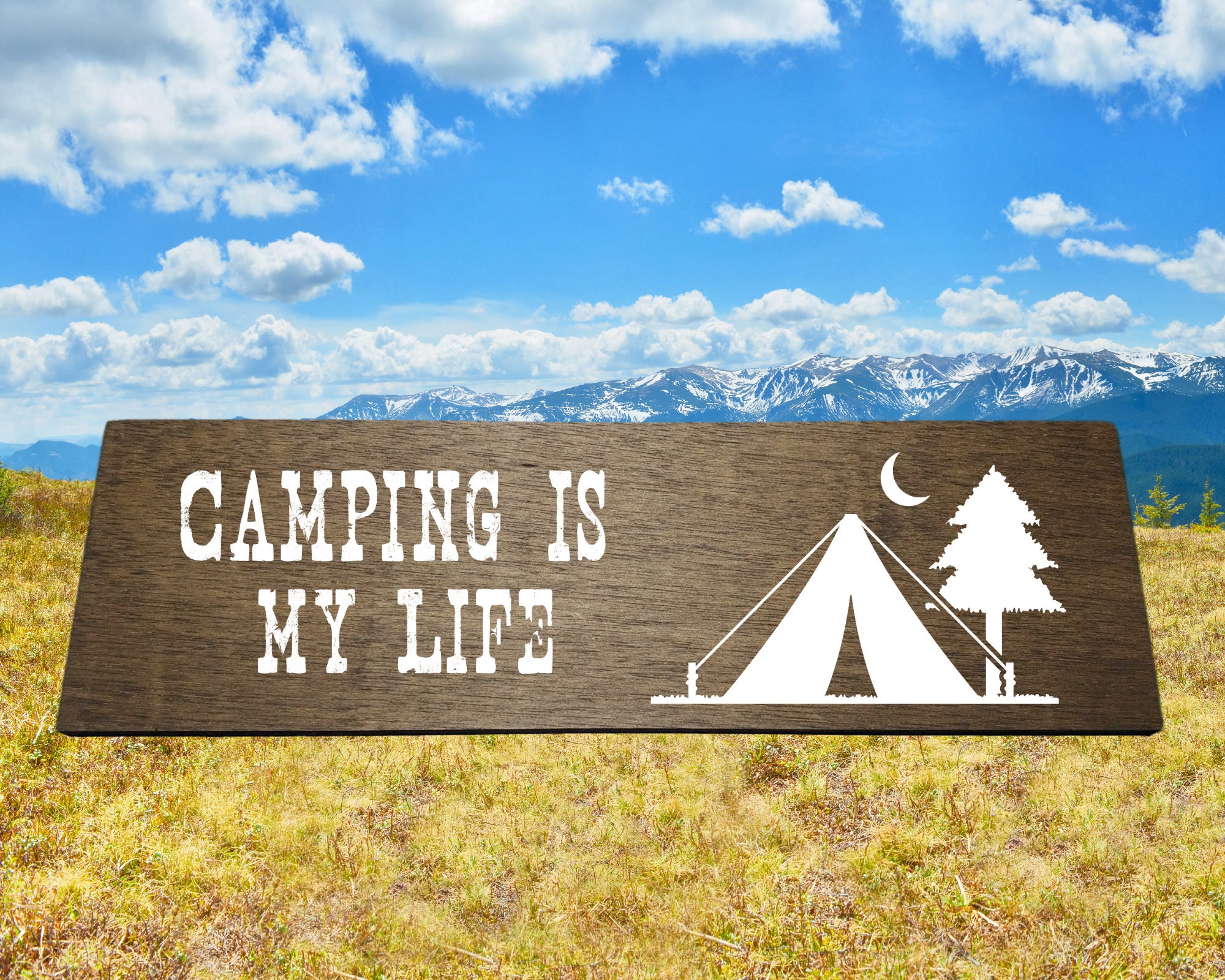 Custom Wood Sign/ Camping Sign/ Camping is my life sign/ Etsy