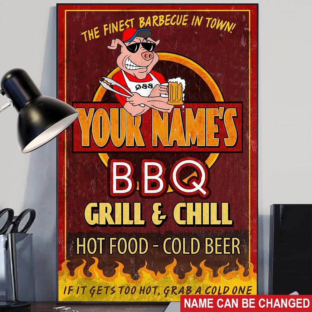 Personalized Barbeque Poster BBQ Grill & Chill Poster The Etsy