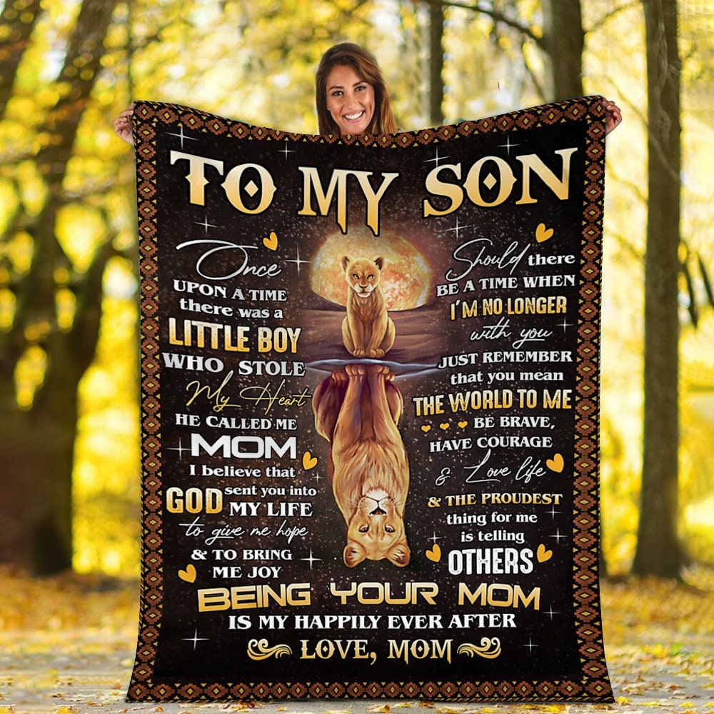 Family Lion To My Son Lion Blanket Etsy