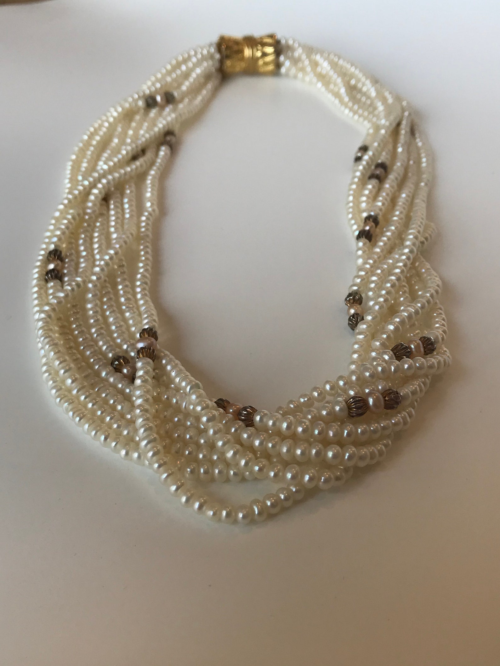 Beautiful Multi-strand Faux Pearl Necklace - Etsy