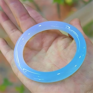 Natural!!! Blue and Violet Crystal Jade Bangle For Women|Blue Jadeite Clear Lucky Jade Healing Gemstone Bangle Bracelet|Bday Gift For Her