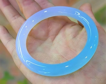 Natural!!! Blue and Violet Crystal Jade Bangle For Women|Blue Jadeite Clear Lucky Jade Healing Gemstone Bangle Bracelet|Bday Gift For Her